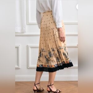 Simple Retro Graphic Pleated SkirtSz -M